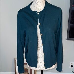 NWOT J. Crew Teal Cardigan Sweater Size X L